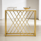 Unique Pattern Console Table  with Copper Metal Finish