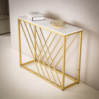 Unique Pattern Console Table  with Copper Metal Finish