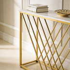 Unique Pattern Console Table  with Copper Metal Finish