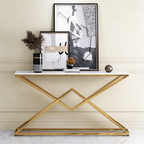 Pyramid Design Console Marble Table Golden Metal Finish