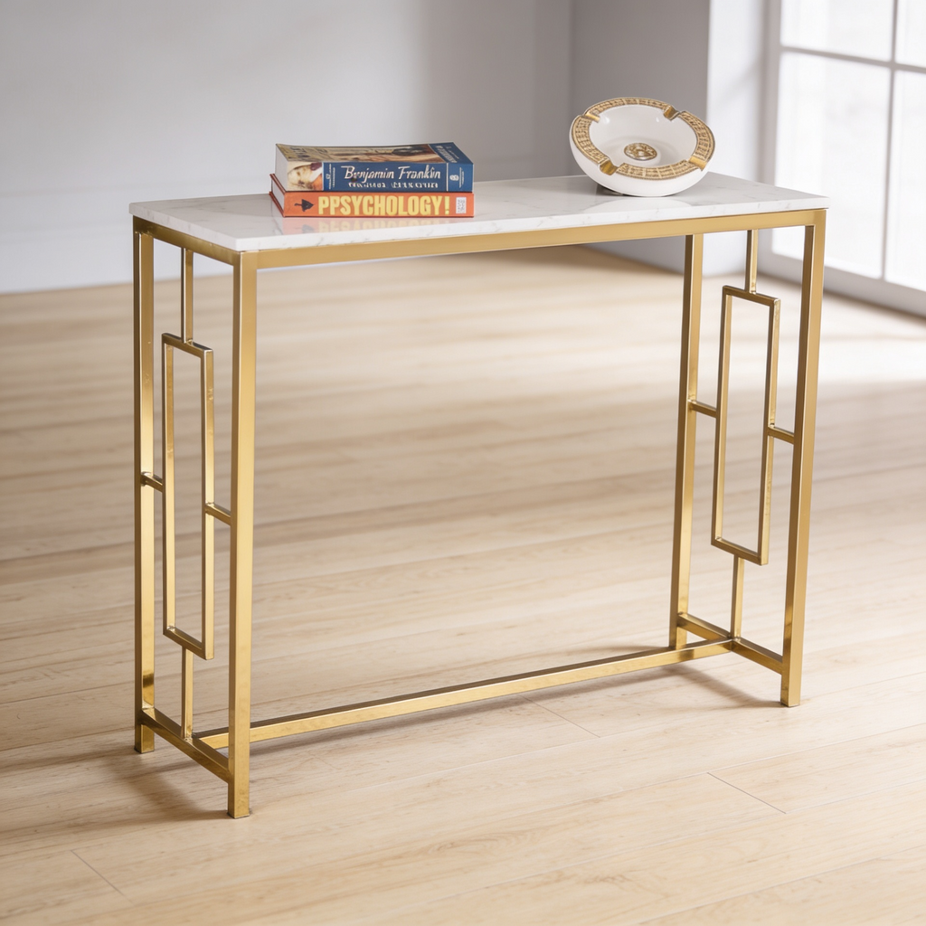 Modern Design Console Table with Copper Metal Finish
