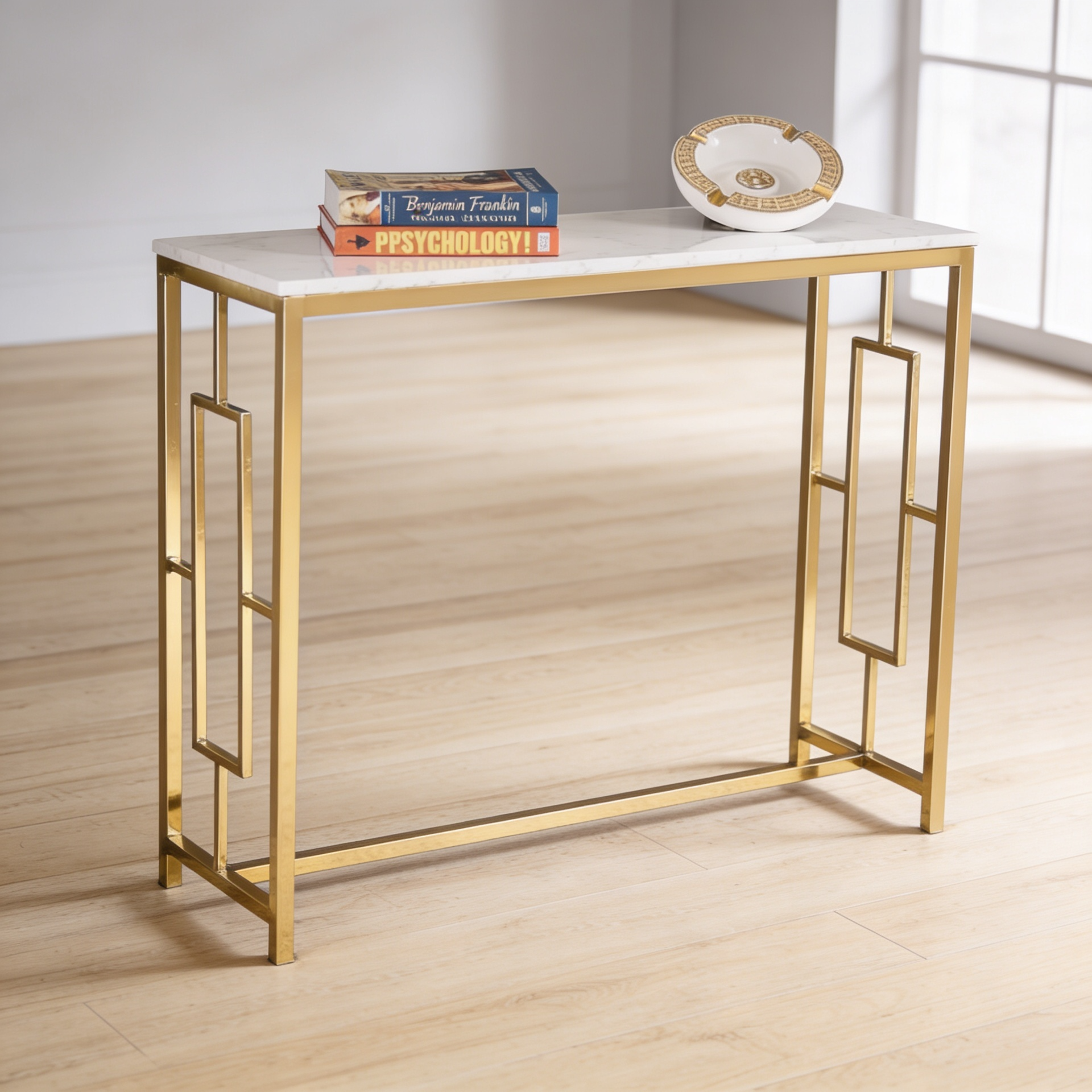 Modern Design Console Table with Copper Metal Finish