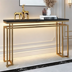 Modern Luxury Black Marble Console Table with Metal Finish