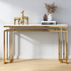 Modern Luxury Black Marble Console Table with Metal Finish