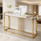 Modern Style Console Table In Sleek Golden Rods Design