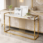 Modern Style Console Table In Sleek Golden Rods Design