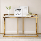 Modern Style Console Table In Sleek Golden Rods Design
