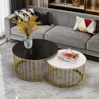 Classic Black & White Round Coffee Table Set of 2