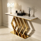 Classic Design Golden Console Table in Geometric Pattern