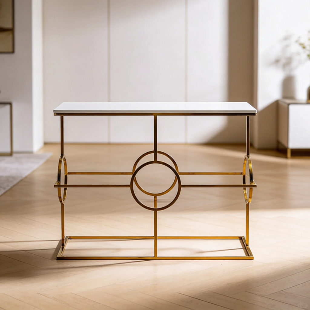Contemporary Console Table in Geometric Pattern Design