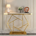 Contemporary Copper Finish Console Table In Hexagonal Design