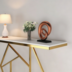 Contemporary Copper Finish Console Table In Hexagonal Design
