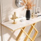 Geometric Criss Cross Pattern Contemporary Console Table