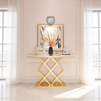 Geometric Criss Cross Pattern Contemporary Console Table