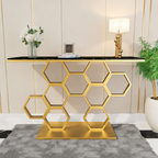 Honeycomb Motif Copper Finish Metal Console Table