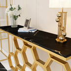 Honeycomb Motif Copper Finish Metal Console Table