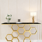 Honeycomb Motif Copper Finish Metal Console Table