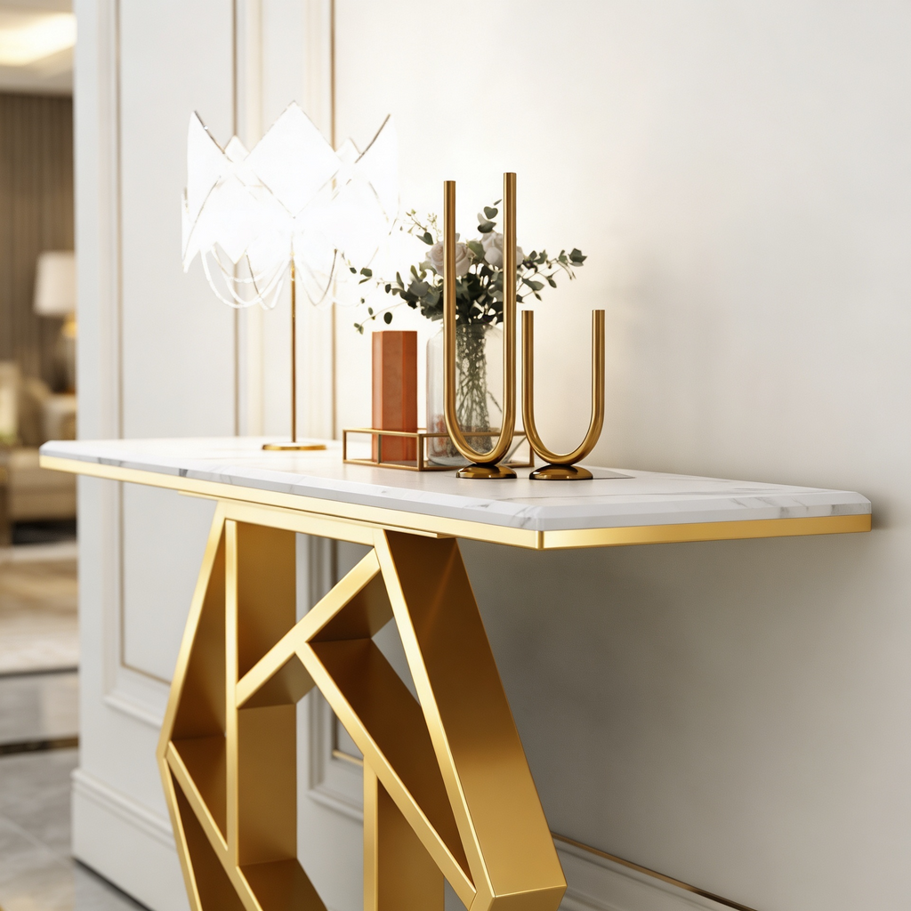 Luxurious Contemporary Console Table In Hexagonal Design