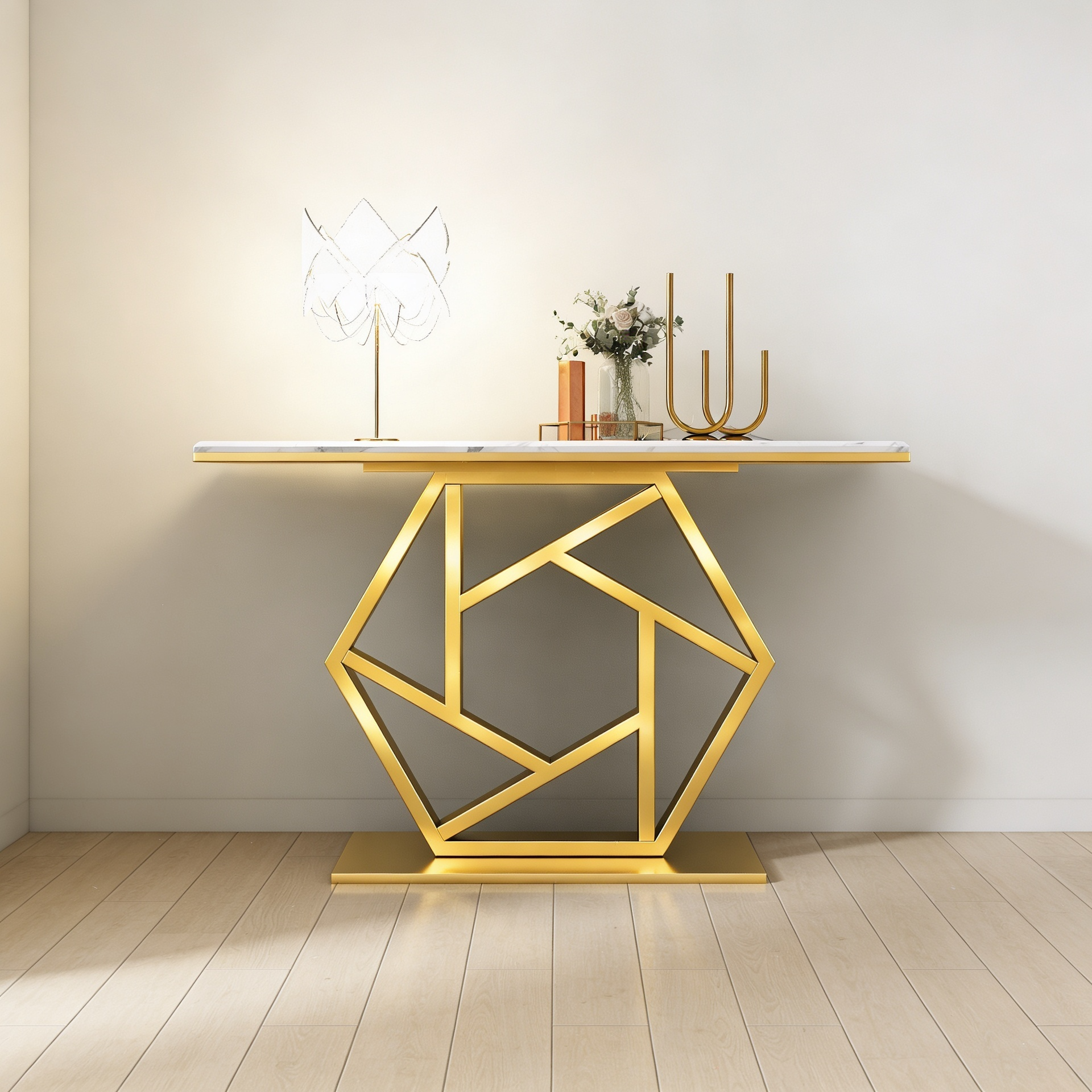 Luxurious Contemporary Console Table In Hexagonal Design