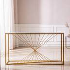 Luxury Marble Wall Console Table In Sleek Golden Rods Design
