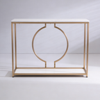 Metallic Ring Console Table with White Marble Table Top