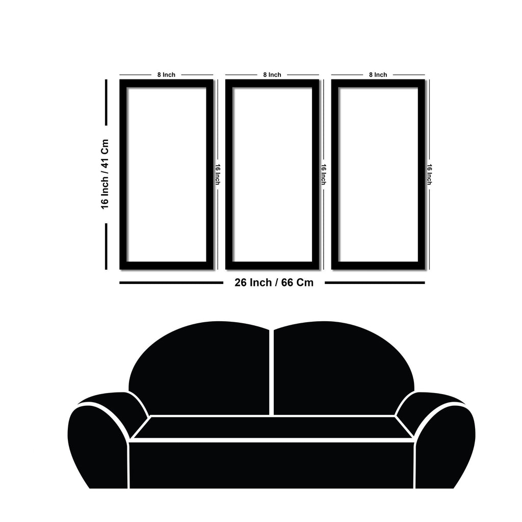 Bamboo Plant Leaves Framed Wall Paintings Set of 3