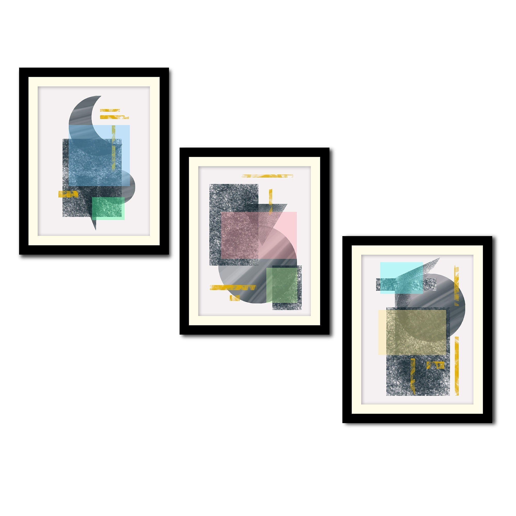 Modern Art Shapes Wall Frame Set of Three