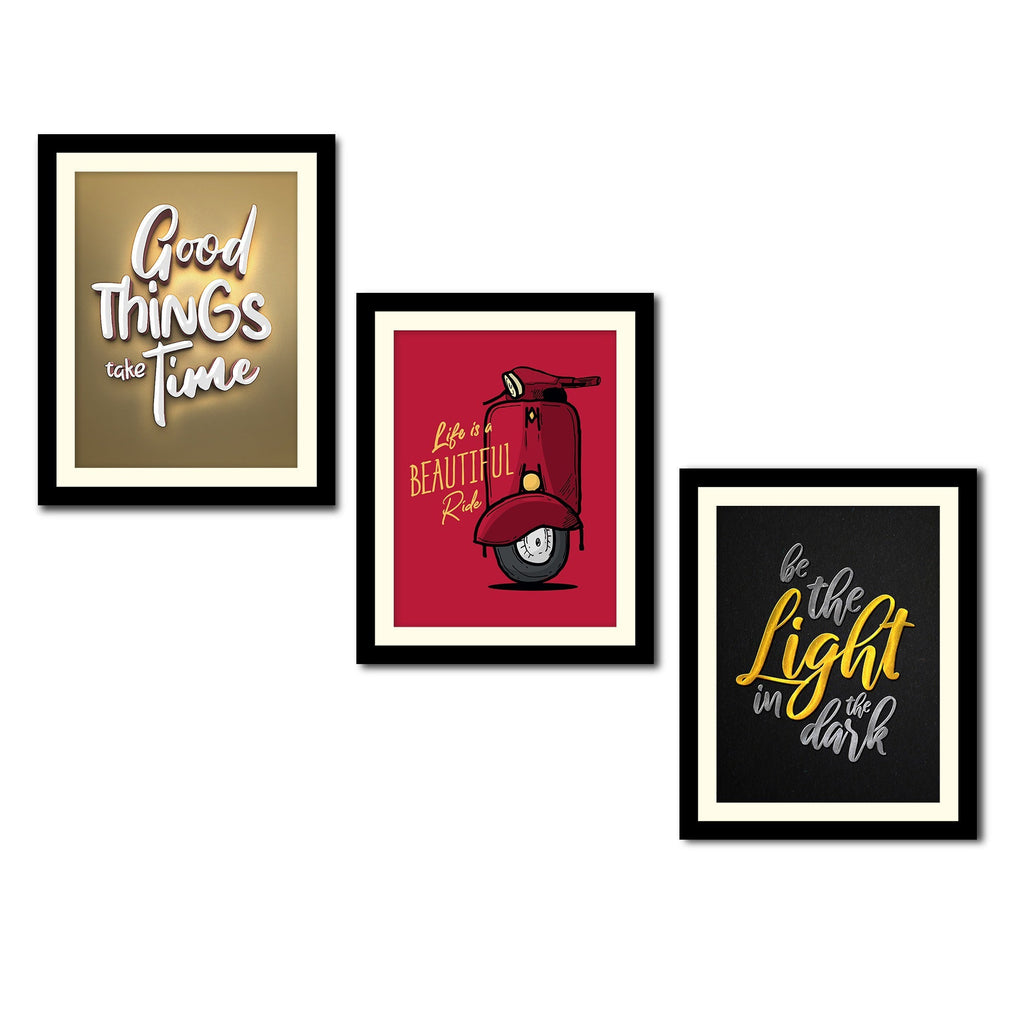 Motivational Quotes Premium Wall Frame Set of Three