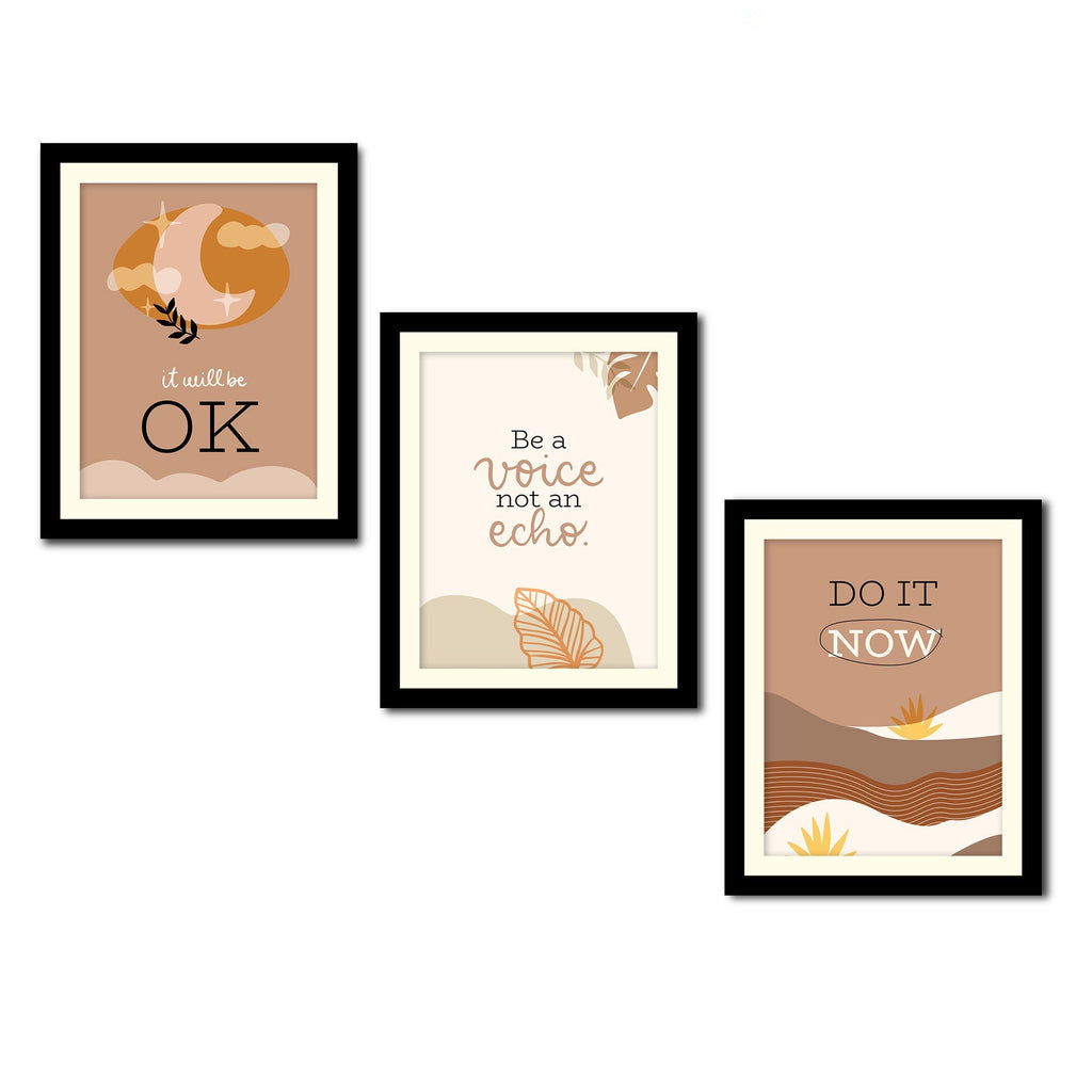 Motivational Quotes Wall Art Frames Set of Three