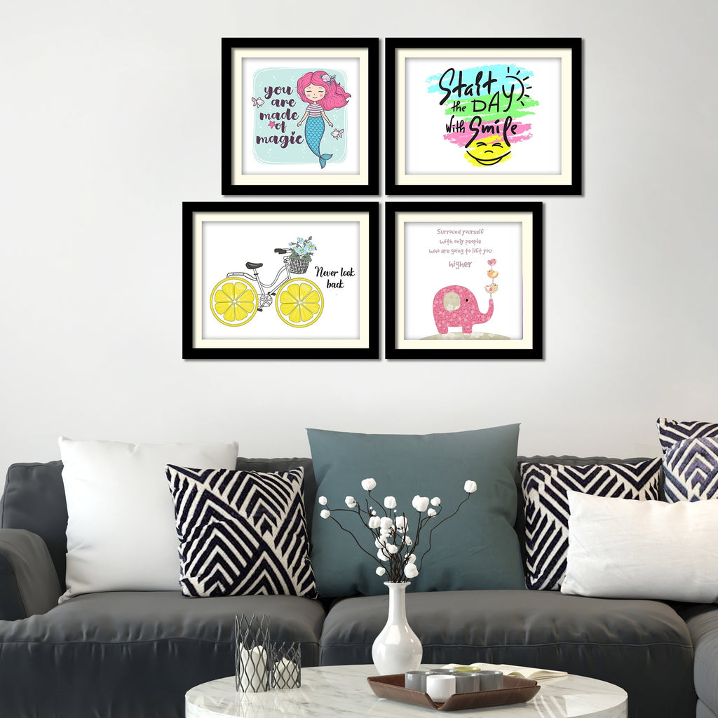 Never Look Back Positive Quotes Wall Hanging Frame Set of Four