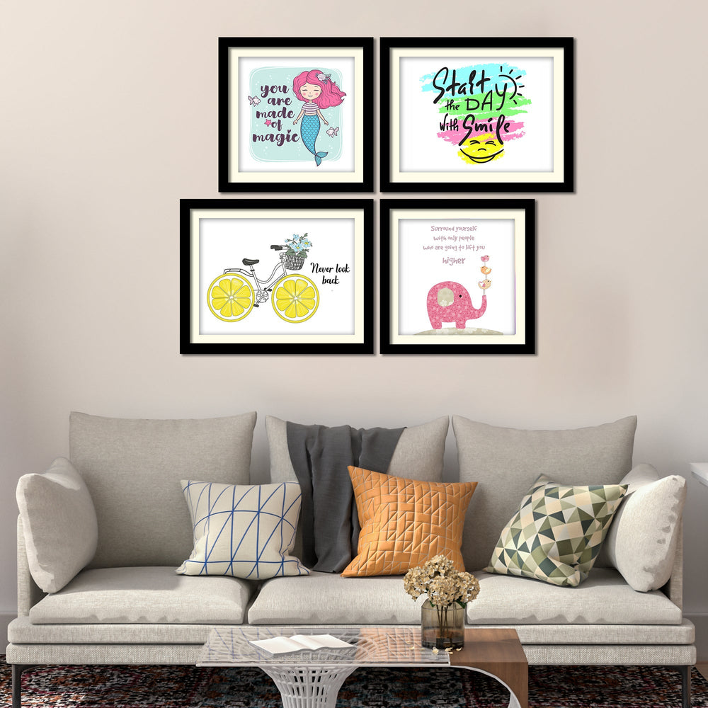 Never Look Back Positive Quotes Wall Hanging Frame Set of Four
