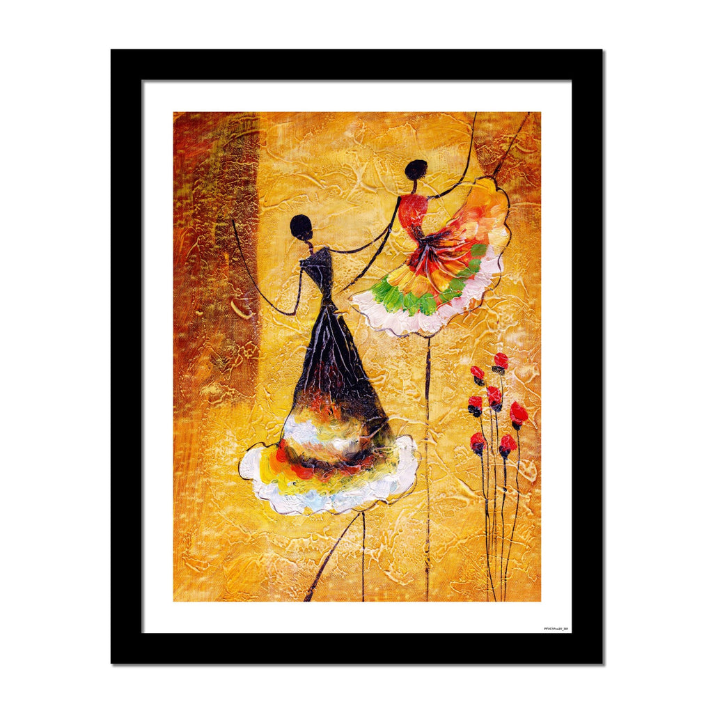 Dancing Beauties Warli Art Premium Wall Frame Painting