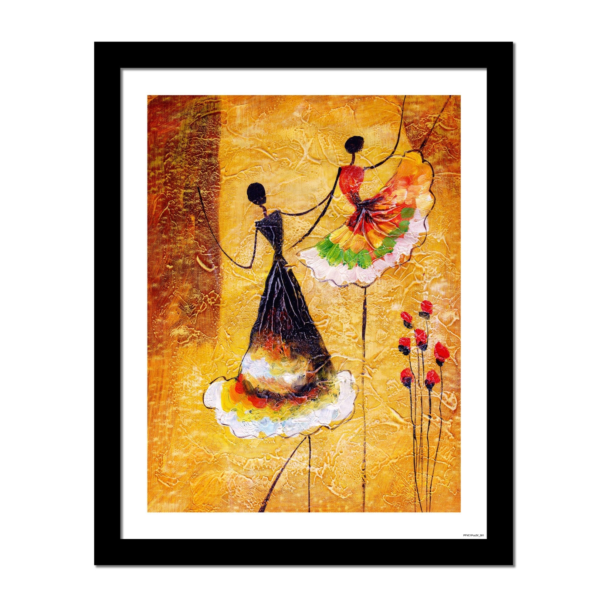 Dancing Beauties Warli Art Premium Wall Frame Painting