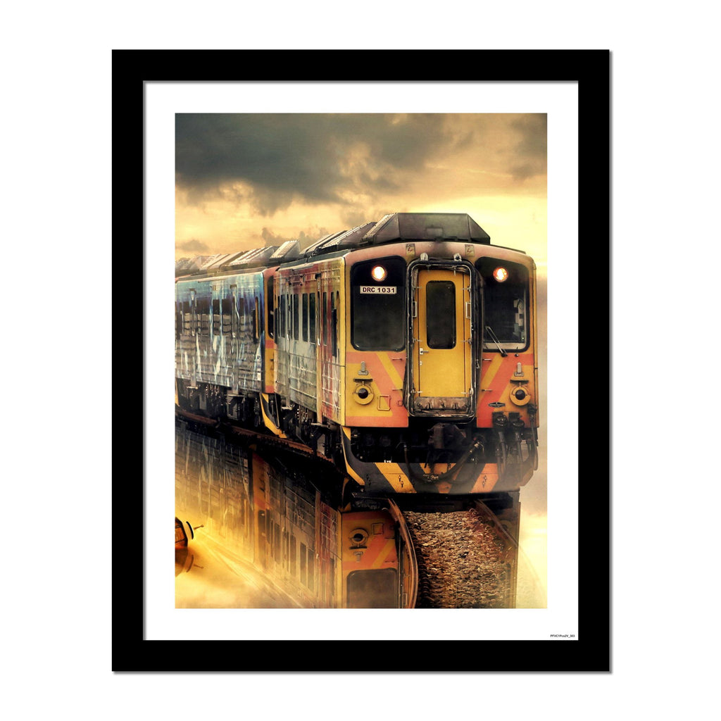 Premium Wall Frame Painting of The Train and It's Reflection