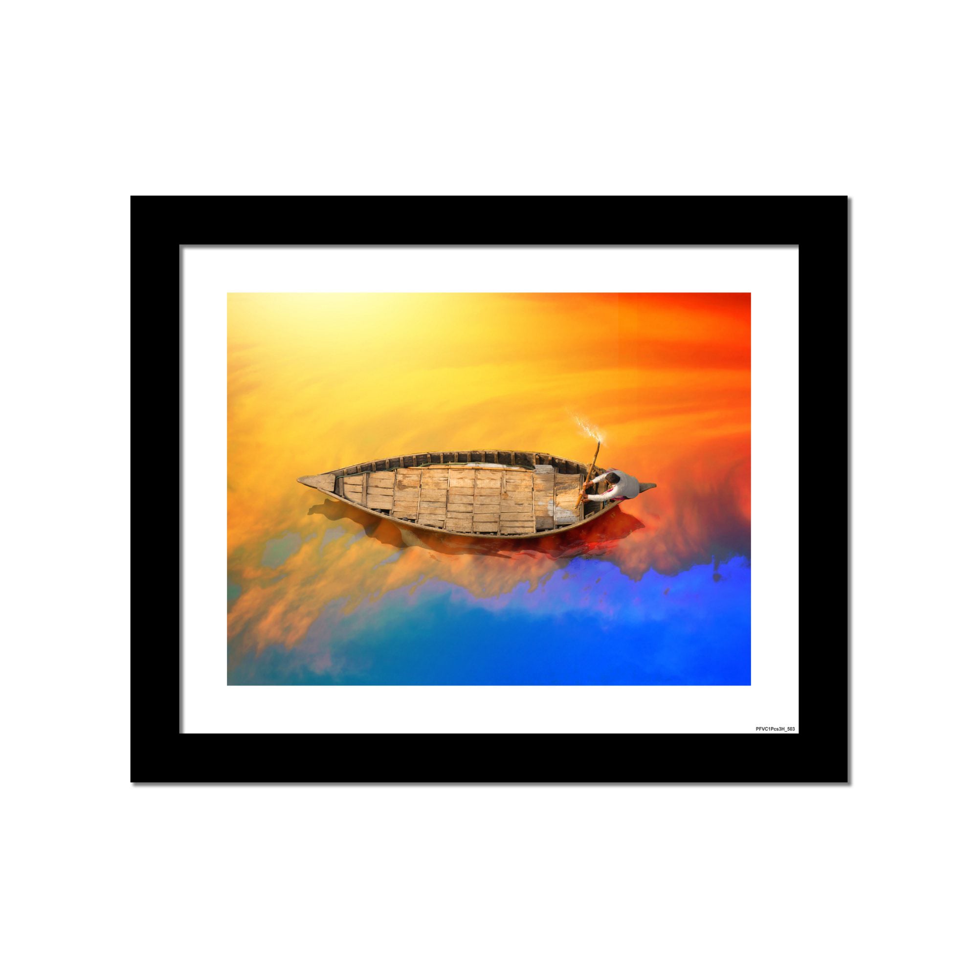 Quality Wall Frame Painting of Boat in Amazing Sunset
