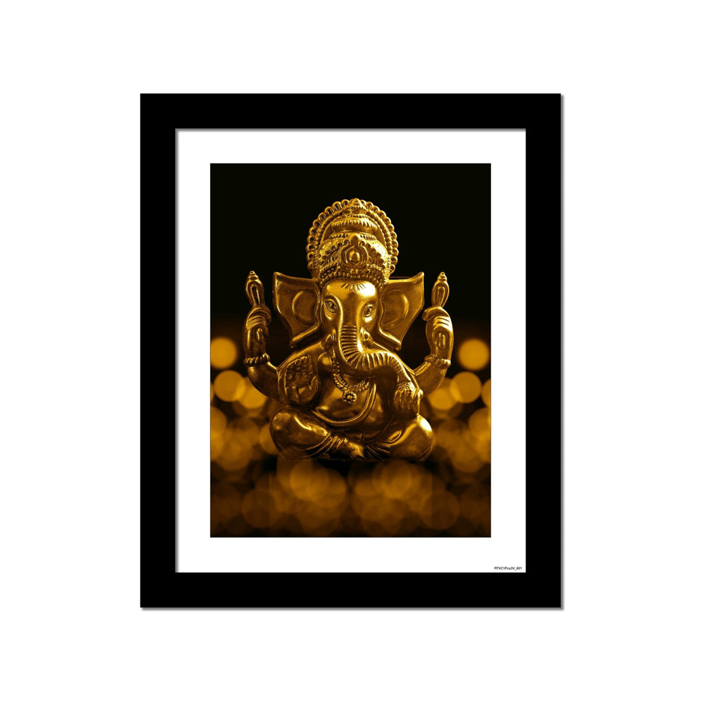 Golden Sculpture of Lord Ganpati Quality Wall Frame Painting