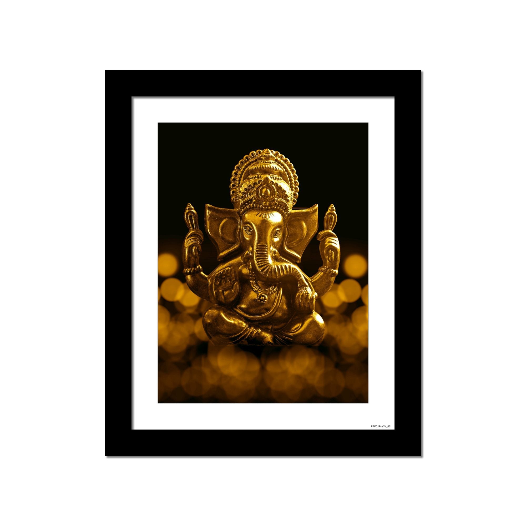 Golden Sculpture of Lord Ganpati Quality Wall Frame Painting