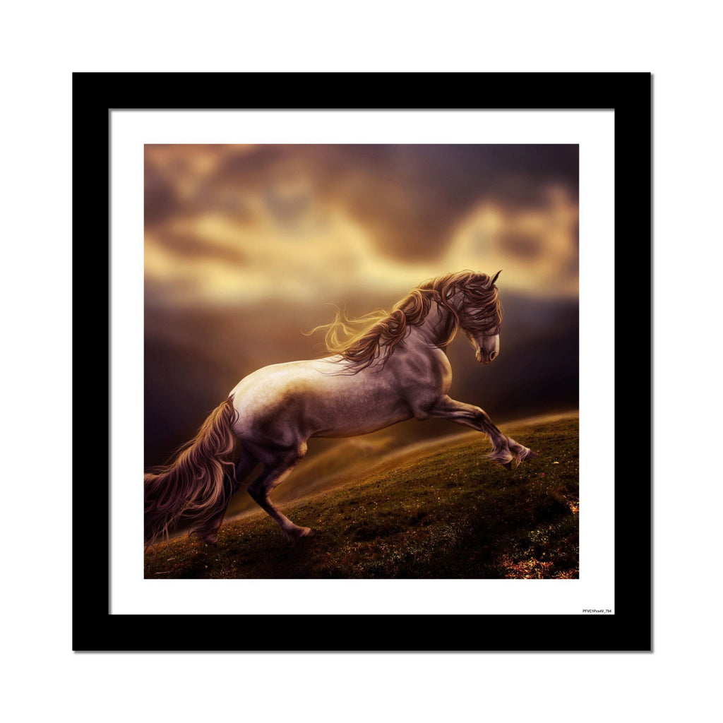 Quality Wall Frame Painting of White Horse With Golden Hair