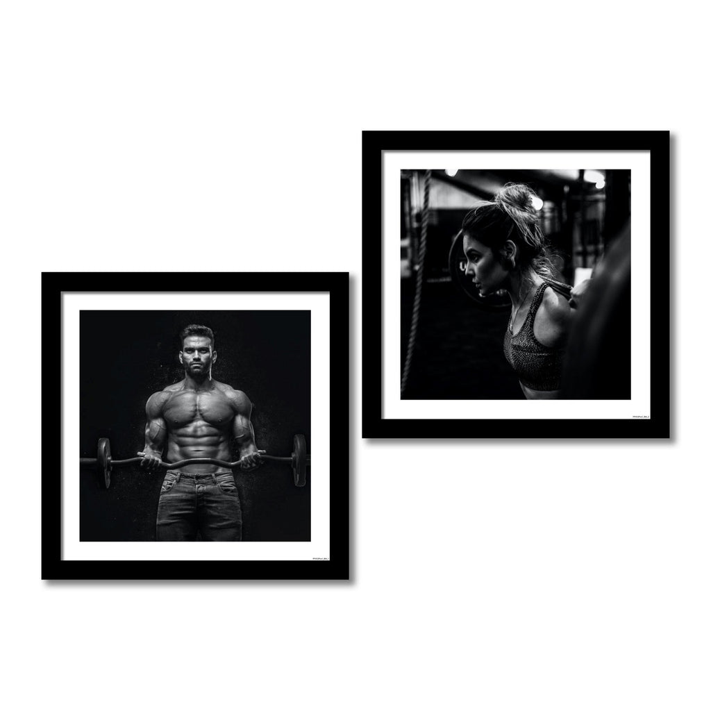 2 Pieces Premium Gym Frame Painting of Exercise