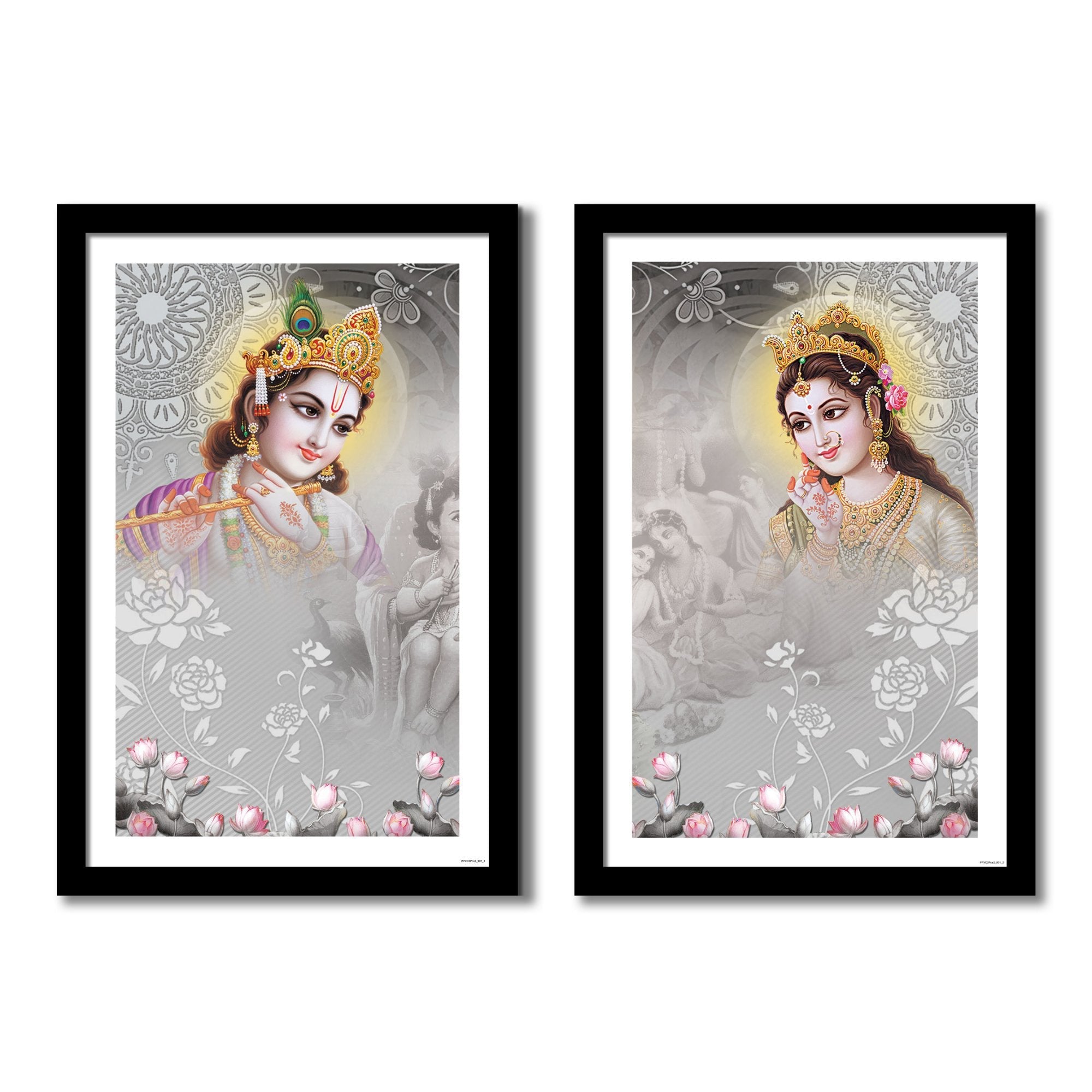 Premium 2 Pieces Quality Frame Painting of Radha Krishna