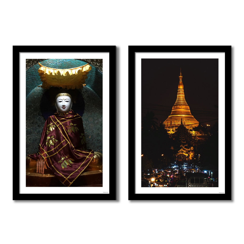 Shwedagon Pagoda Premium Frame Painting of 2 Pieces