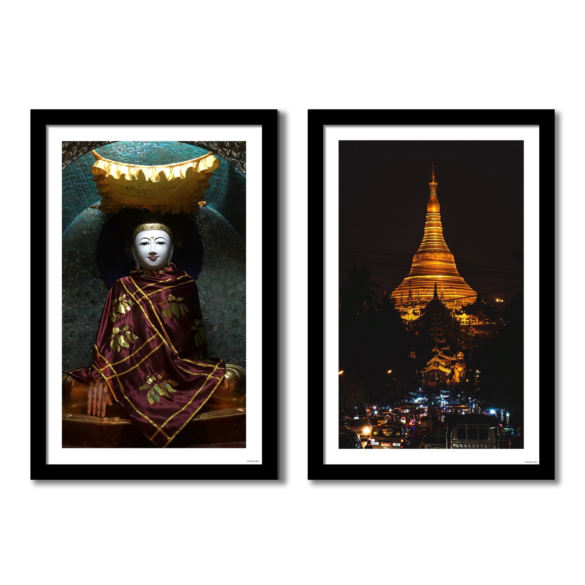 Shwedagon Pagoda Premium Frame Painting of 2 Pieces