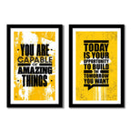 Big Size Motivational Quote Wall Framed Painting Set of 2 For Office