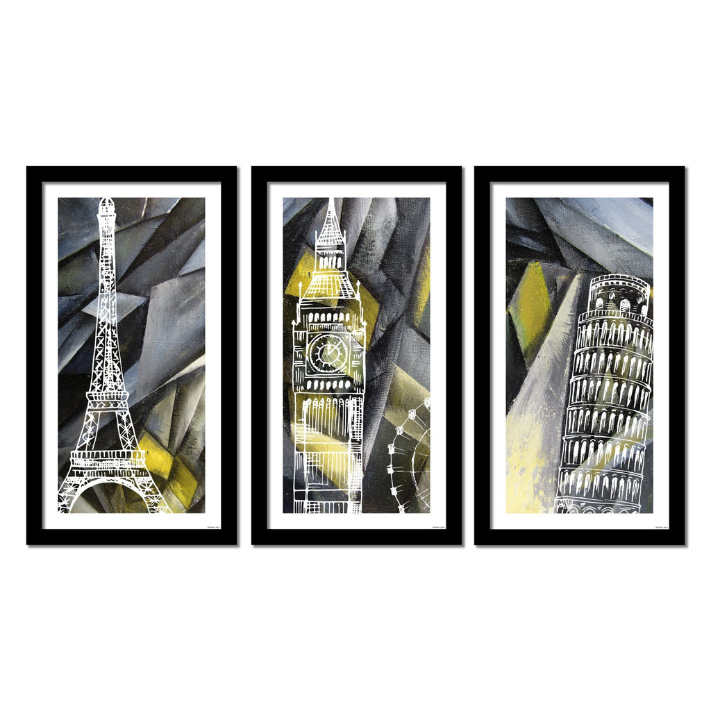 Premium 3 Pieces Wall Frame of Three Famous Monuments