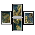 Golden Tropical Leaves Frame Painting Wall Hanging Set of 4
