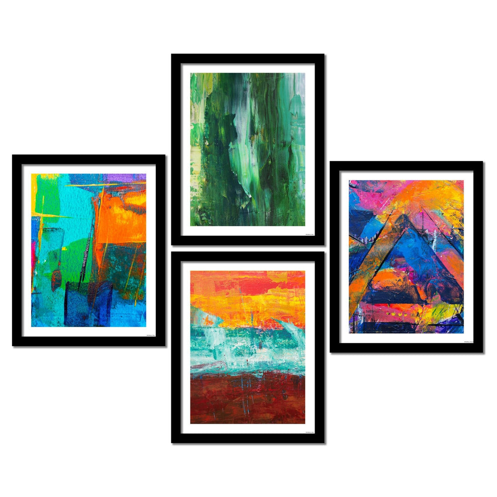 Colorful Textures Abstract Art Wall Hanging Set of 4