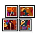 Set of 4 Wall Frame Painting of Dance & Music Instruments