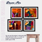 Set of 4 Wall Frame Painting of Dance & Music Instruments