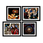 Christian Stained Glass Art 4 Pieces Wall Frame Hanging