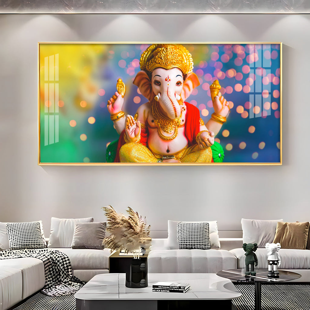 Jai Ganesha Premium Acrylic Horizontal Wall Art